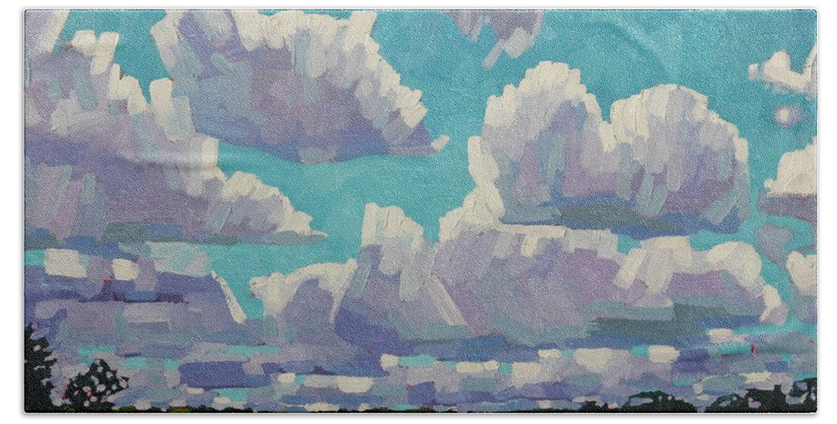 2277 Beach Sheet featuring the painting Singleton Summer Clouds by Phil Chadwick