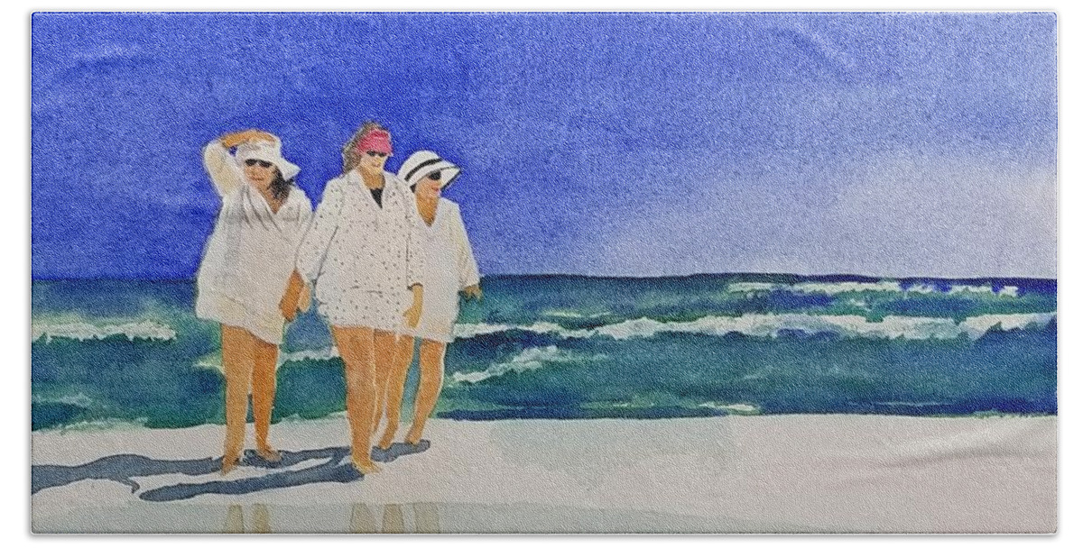 Sisters Beach Towel featuring the painting Sisters by Ann Frederick