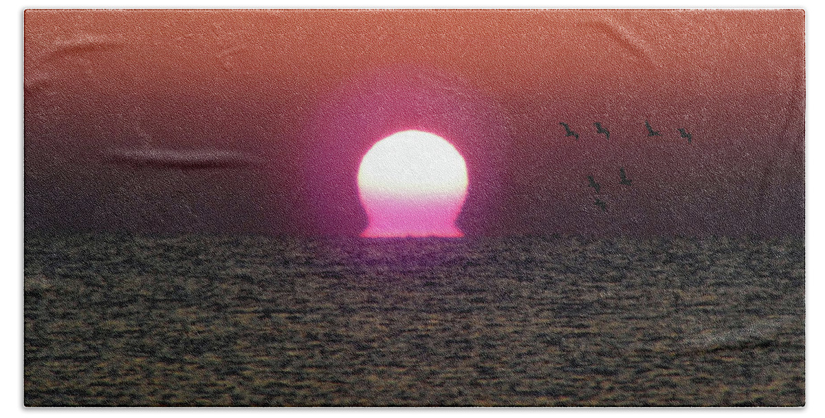 Sunrise Beach Towel featuring the photograph Sizzling Sunrise by D Hackett