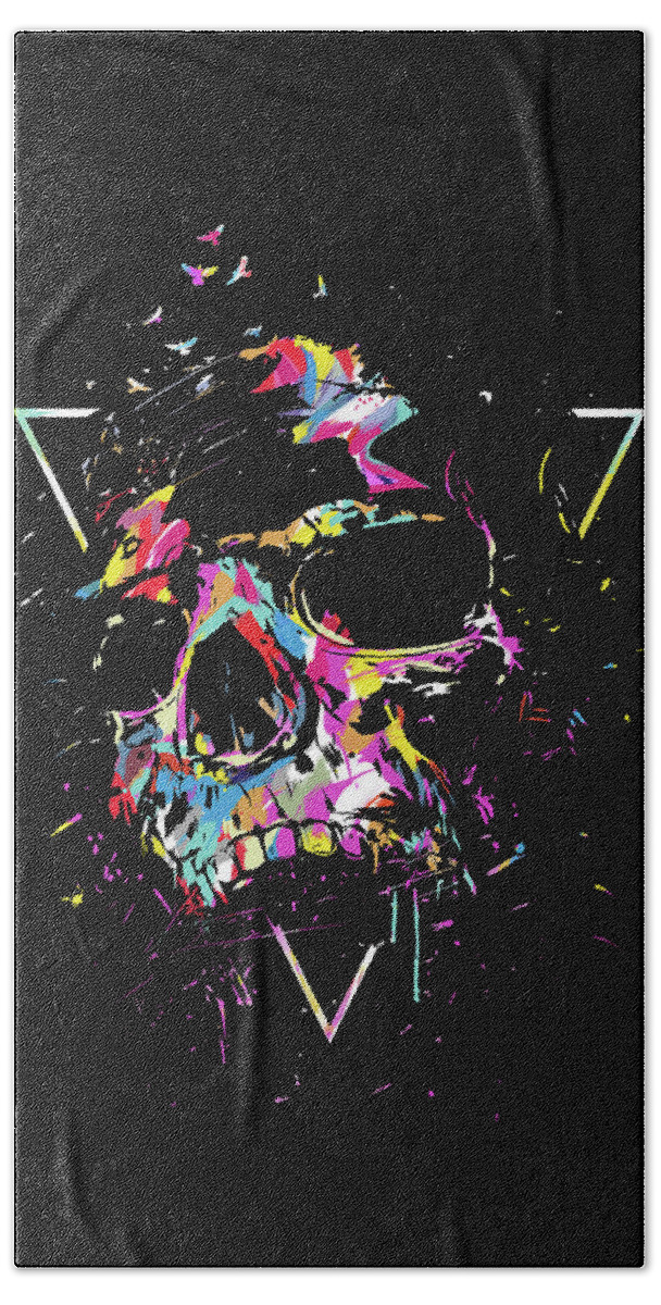 Skull Beach Towel featuring the mixed media Skull X by Balazs Solti