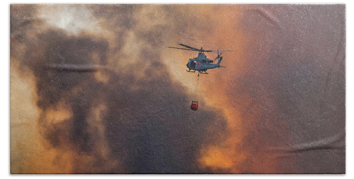 Bell Ah-1z Viper Beach Towel featuring the photograph Sky Fire by American Landscapes