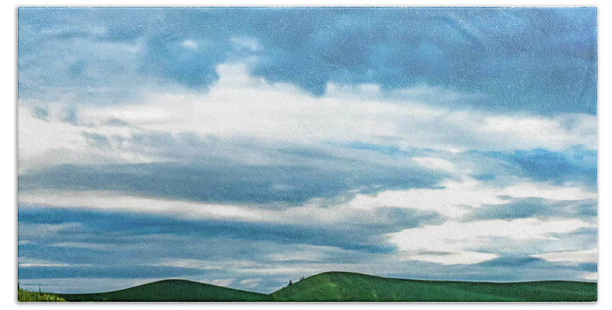 Sky Beach Towel featuring the photograph Sky Over the Hills by Peggy Blackwell