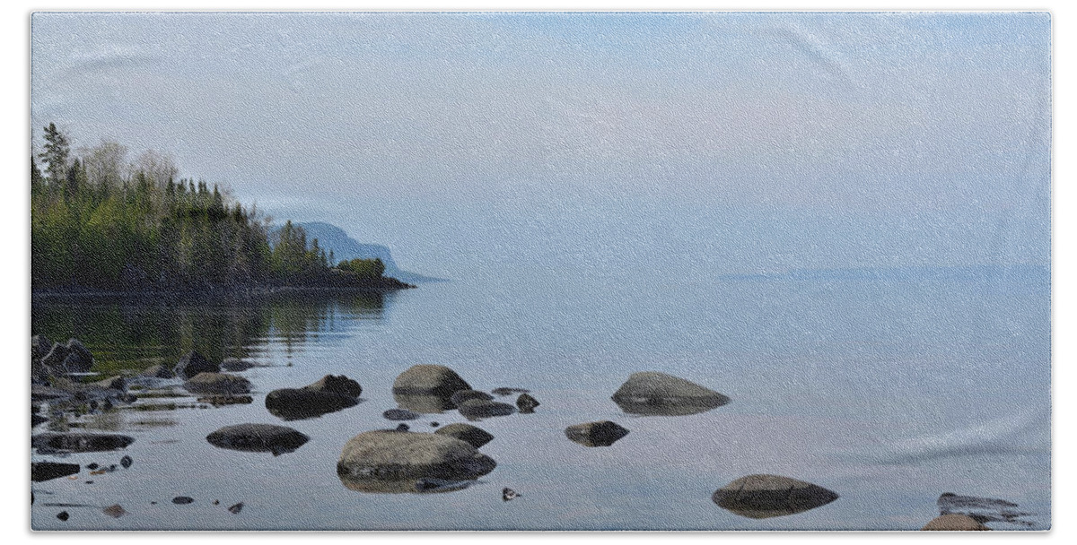 Outdoor Beach Sheet featuring the photograph Sleeping Giant Trail View I I- Lake Superior Shoreline by David Porteus