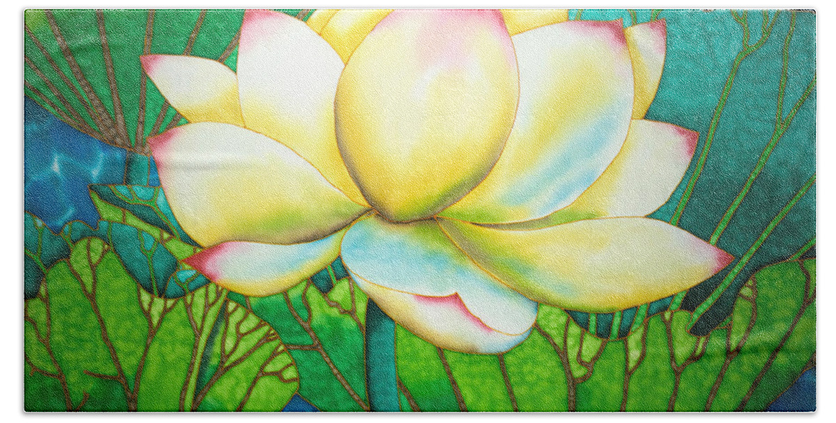 Waterlily Beach Towel featuring the painting Snow White Lotus by Daniel Jean-Baptiste