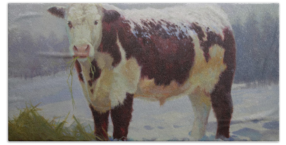 Farm Animals Beach Towel featuring the painting Snowman by Carolyne Hawley