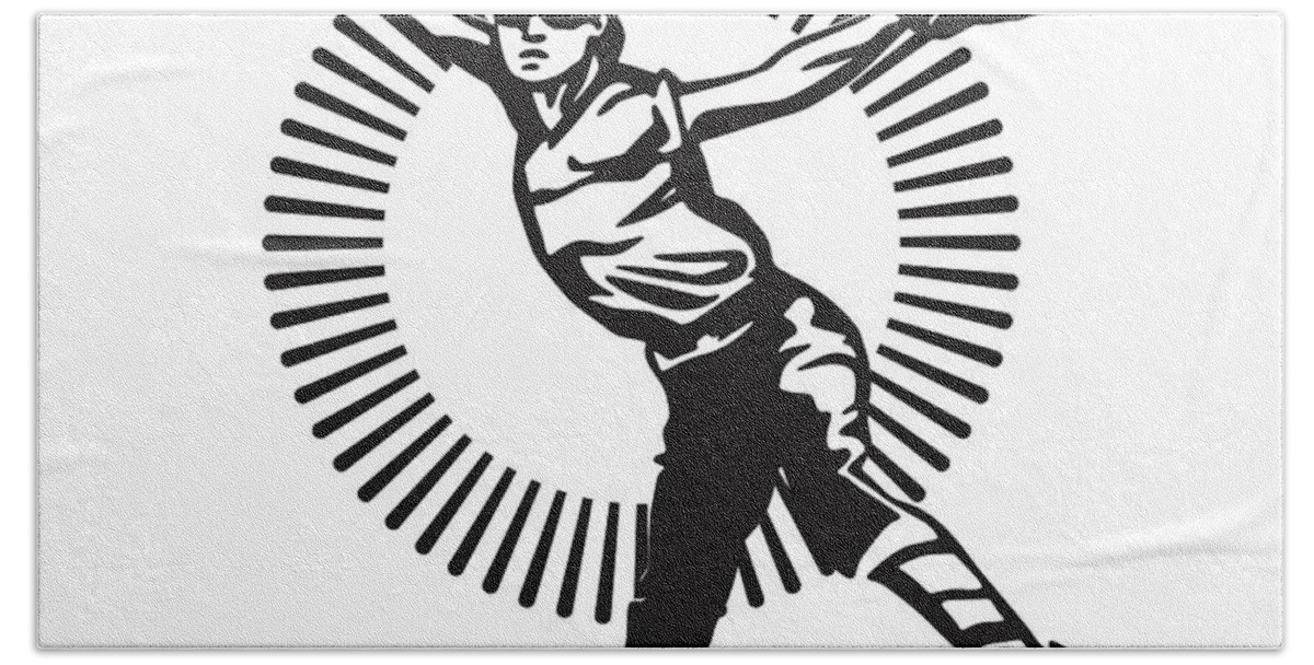 Agile Beach Towel featuring the drawing Softball Pitcher by CSA Images