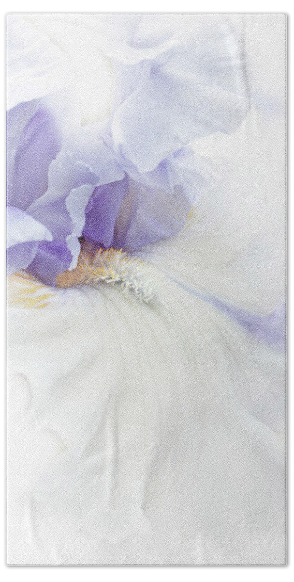 Bearded Iris Beach Towel featuring the photograph Softness of a Lavender Iris Flower by Jennie Marie Schell