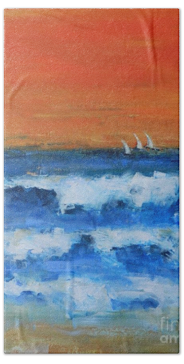 Sea Beach Towel featuring the painting Solace by the Sea 2 by Dan Campbell