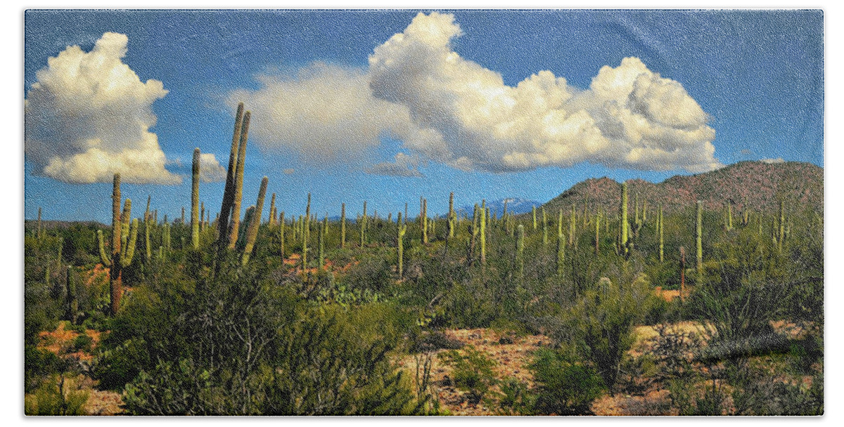 Tucson Beach Towel featuring the photograph Sonoran Cotton Ball Clouds by Chance Kafka