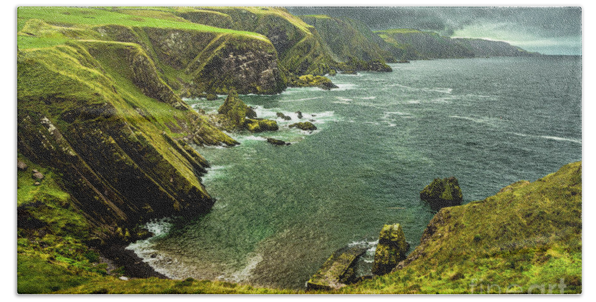 Agriculture Beach Towel featuring the photograph Spectacular Atlantik Coast And Cliffs At St. Abbs Head in Scotland by Andreas Berthold