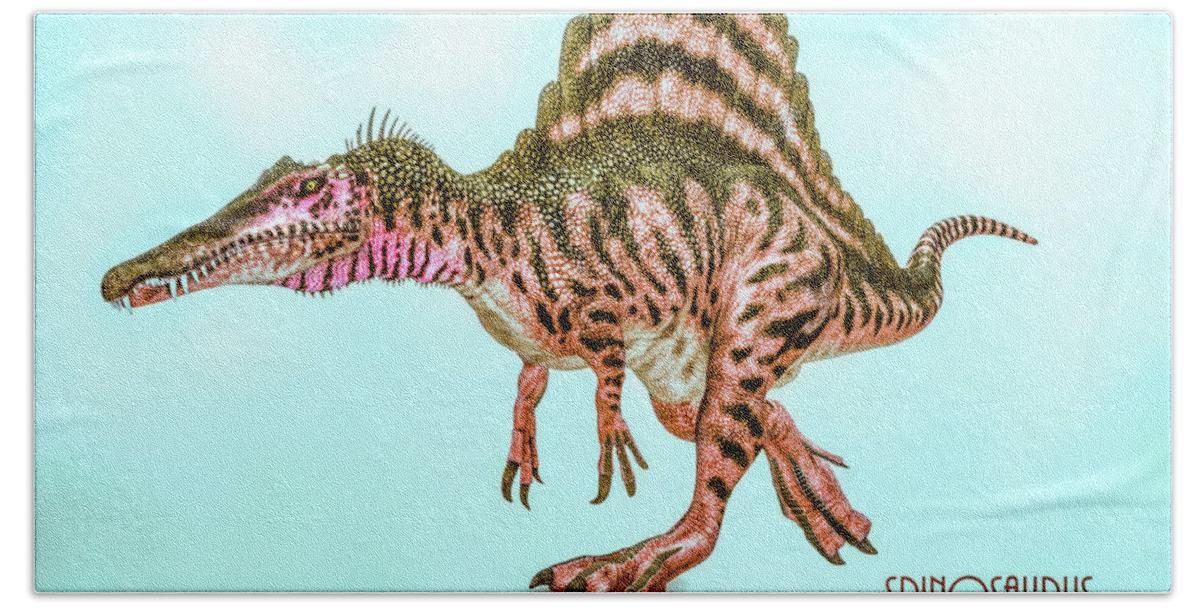 Spinosaurus Beach Towel featuring the digital art Spinosaurus by Bob Orsillo