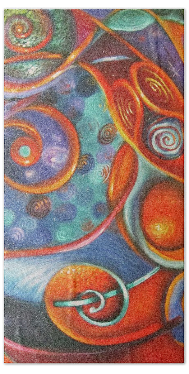 Spirals Beach Towel featuring the painting Spirals by Sherry Strong