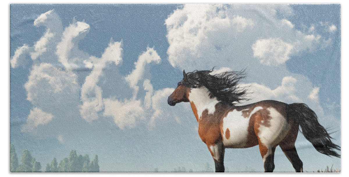 Spirits Of Mustangs Past Beach Towel featuring the digital art Spirits of Mustangs Past by Daniel Eskridge