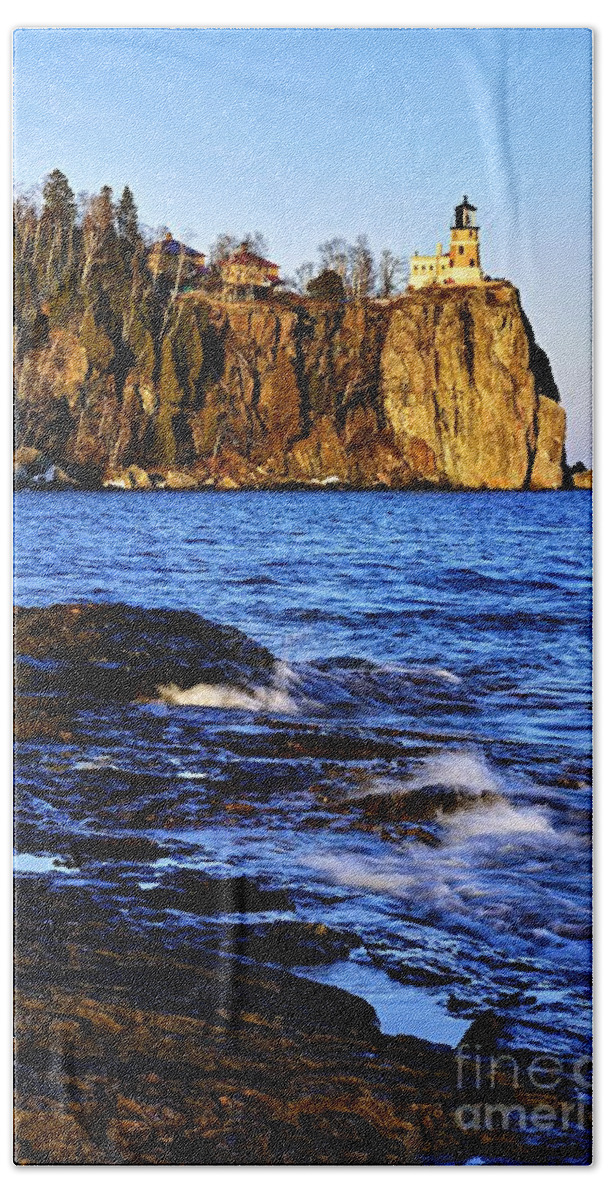 Photography Beach Towel featuring the photograph Split Rock Lighthouse by Larry Ricker