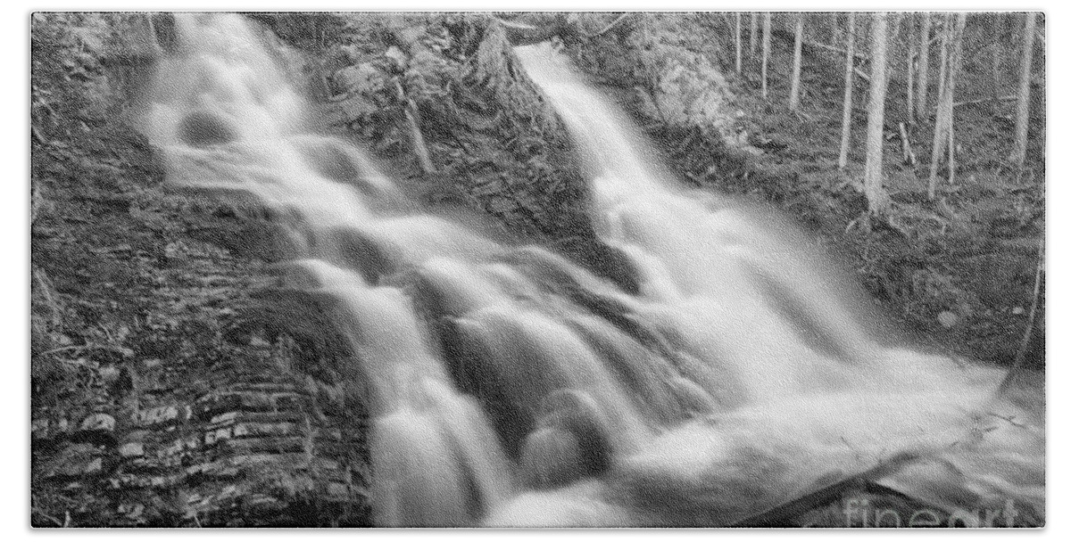Sarail Falls Beach Towel featuring the photograph Spring At Sarrail Falls Black And White by Adam Jewell