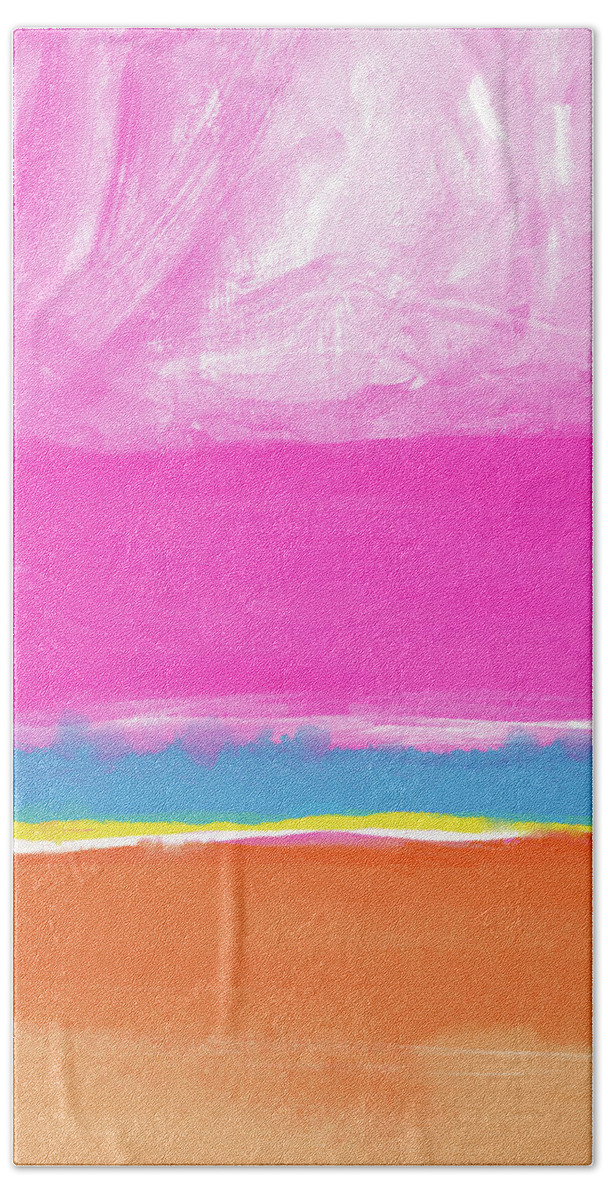 Abstract Beach Towel featuring the mixed media Spring Crush 2- Art by Linda Woods by Linda Woods