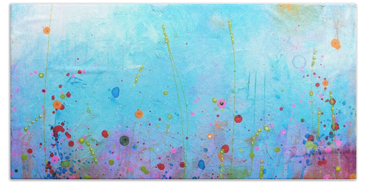 Acrylic Beach Towel featuring the painting Spring Fling by Brenda O'Quin
