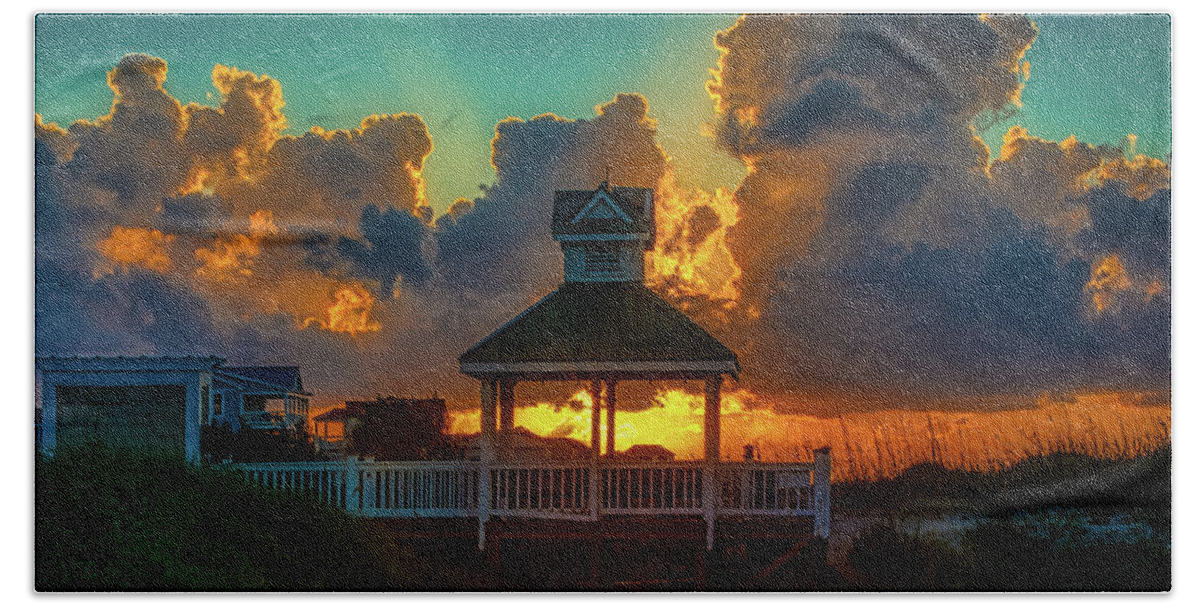 Beachclub Beach Towel featuring the photograph St James Beach Club Sunrise by Nick Noble