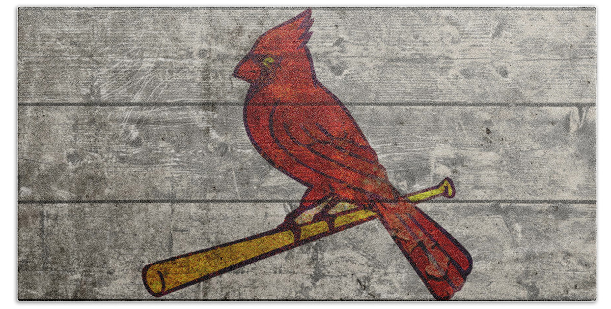 St Louis Cardinals Logo Vintage Barn Wood Paint Beach Towel by