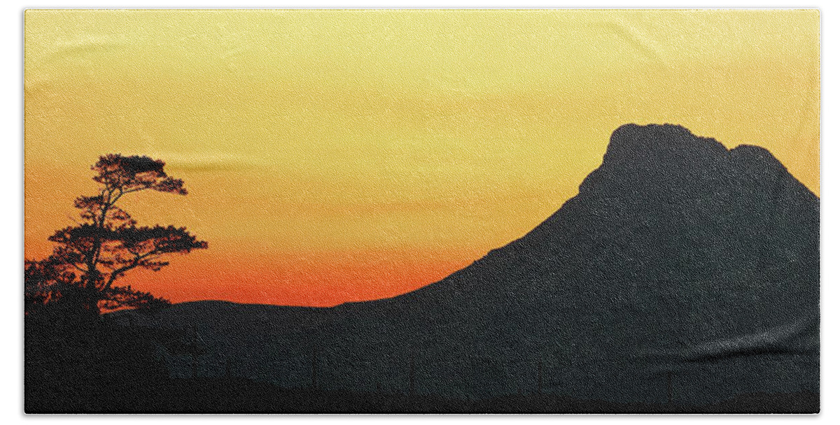 Sunset Beach Towel featuring the photograph Stac Polly Mountain Sunset by Grant Glendinning