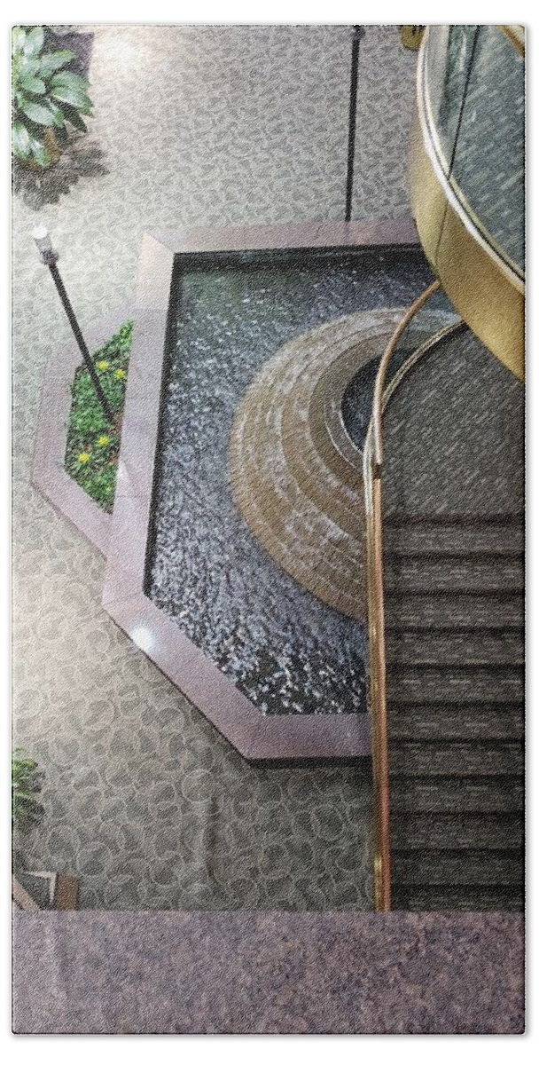 Stairs Beach Sheet featuring the photograph Stairs and Fountain by Karen Harrison Brown
