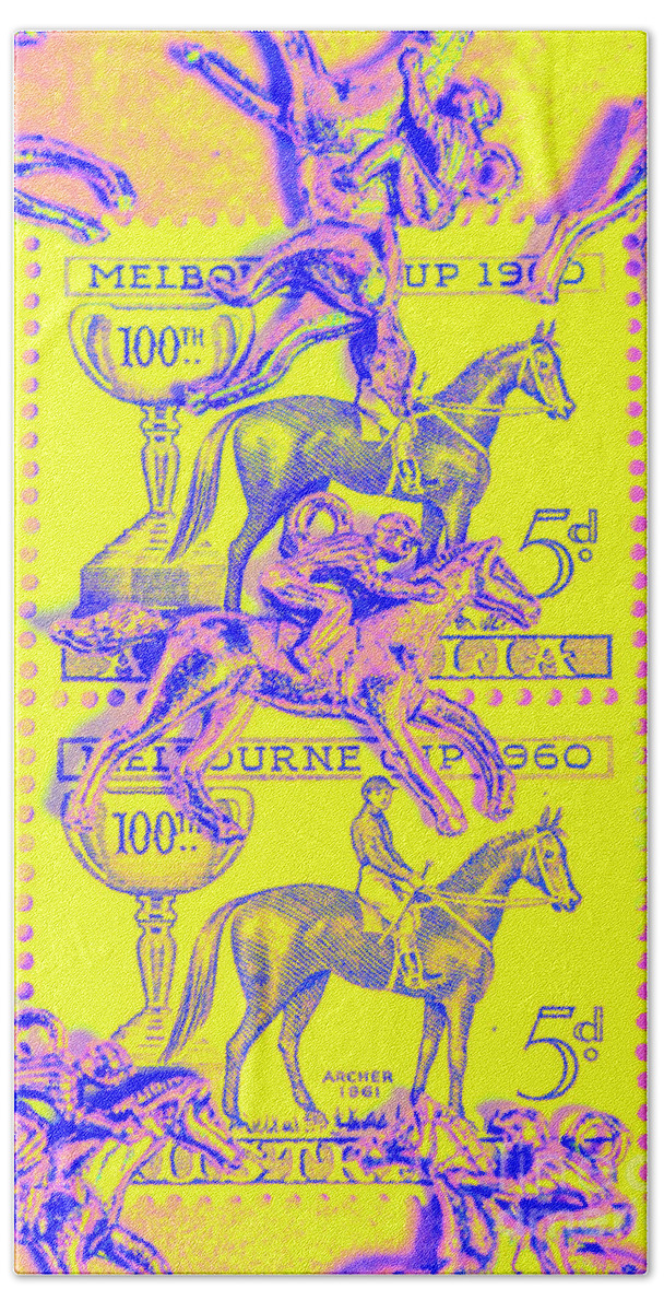 Retro Beach Sheet featuring the photograph Stamps and stallions by Jorgo Photography