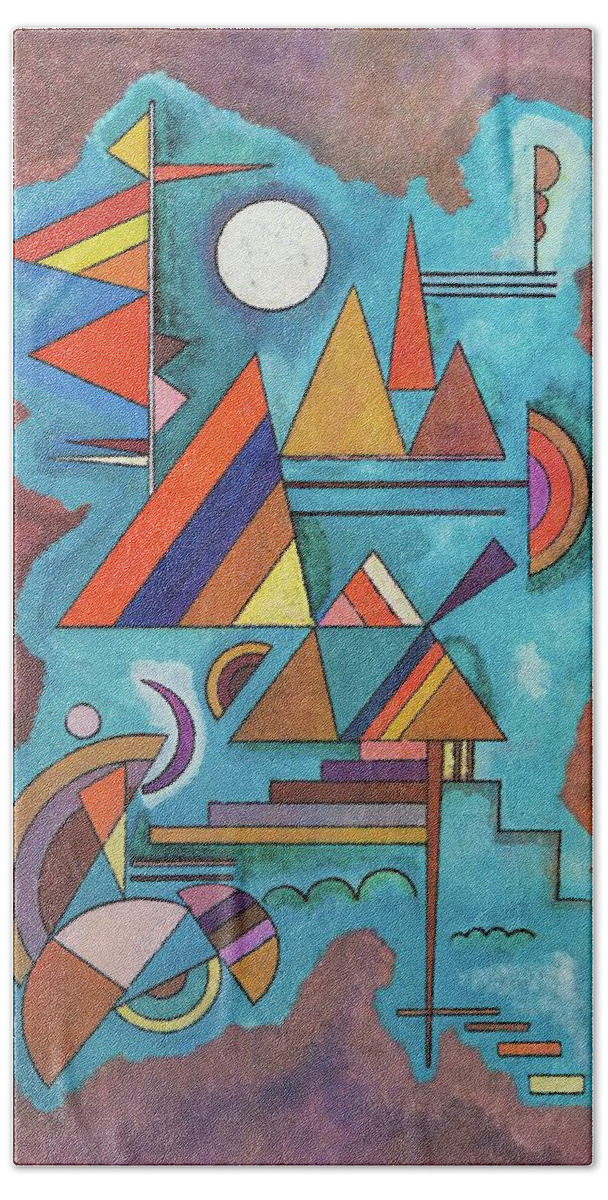 Abstract Beach Towel featuring the painting Standing by Wassily Kandinsky