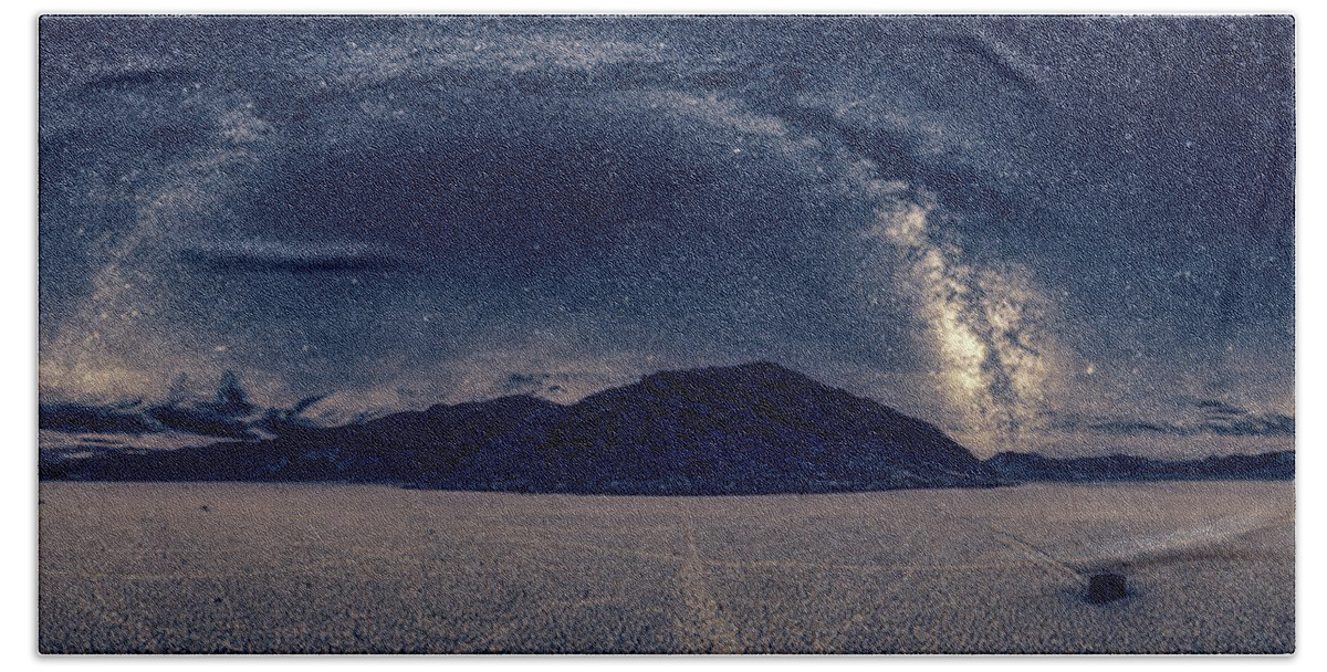 Racetrack Playa Beach Towel featuring the photograph Star Show - Racetrack Playa, Death Valley #1 by Mountain Dreams