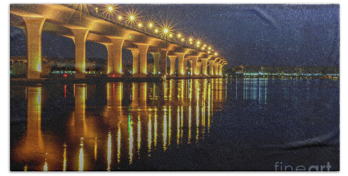 Bridge Beach Sheet featuring the photograph Starburst Bridge Reflection by Tom Claud