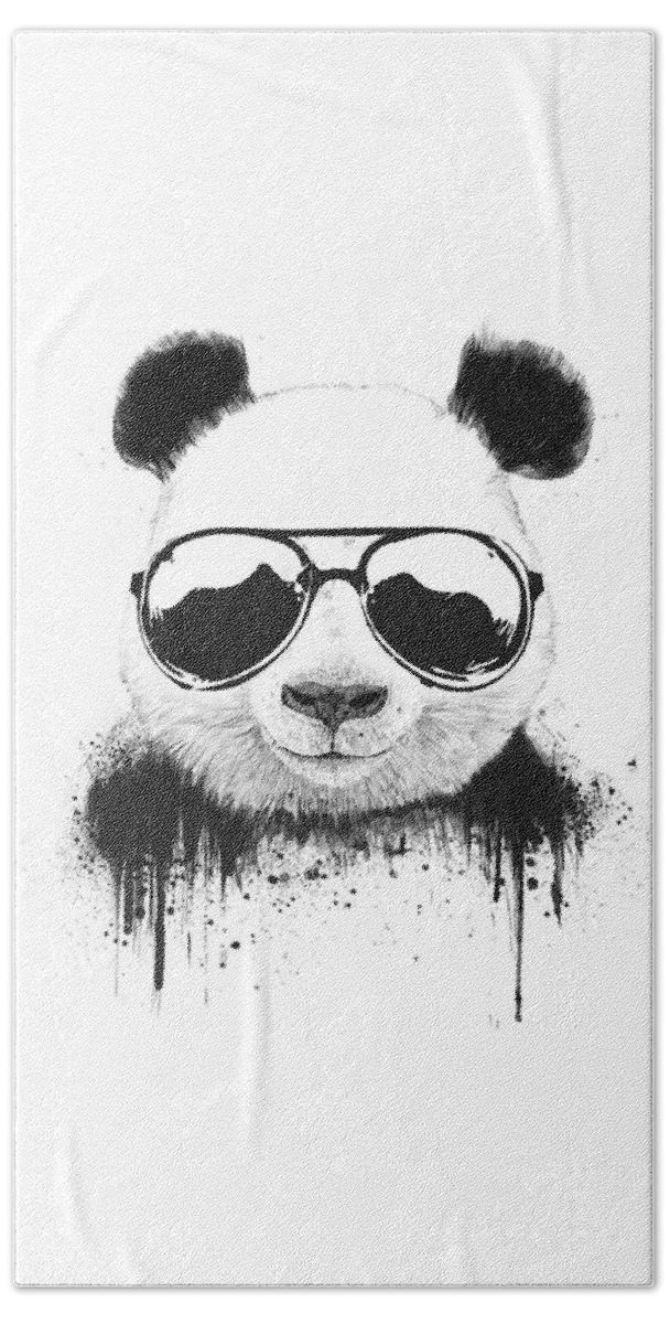 Panda Beach Towel featuring the mixed media Stay Cool by Balazs Solti