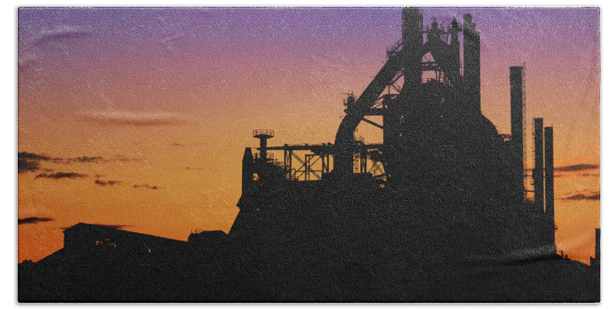 Bethlehem Steel Beach Sheet featuring the photograph Steel City Sunrise by Michael Dorn