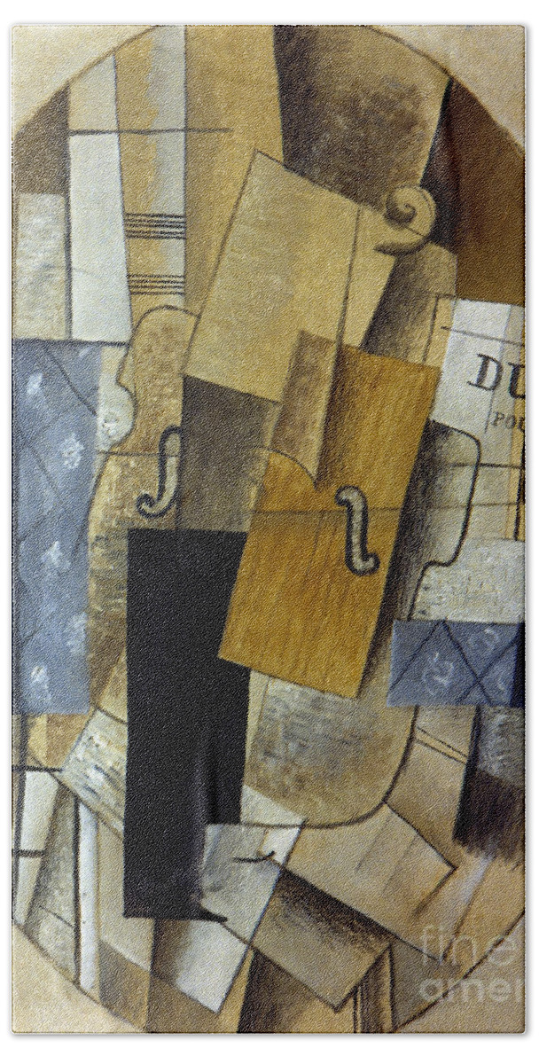 1914 Beach Towel featuring the painting Still Life, 1914 by Georges Braque