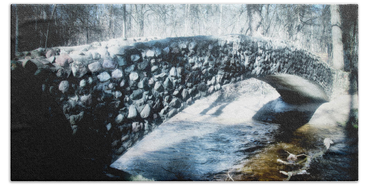 Evie Beach Towel featuring the photograph Stone Bridge Michigan by Evie Carrier