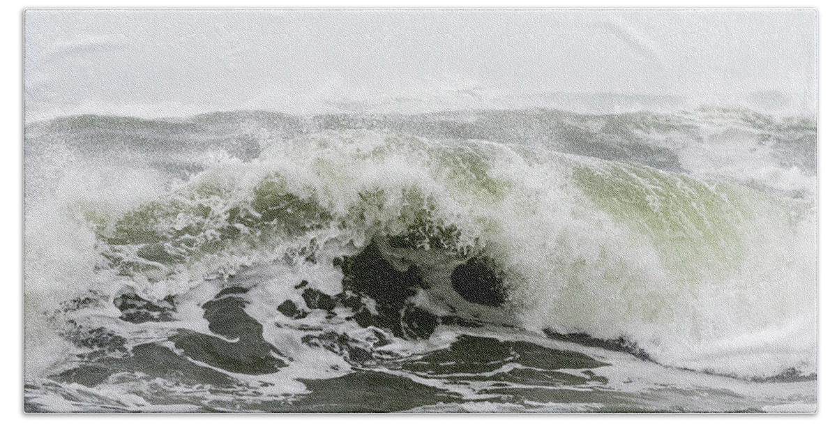 Coast Beach Towel featuring the photograph Storm Surf Spray by Robert Potts