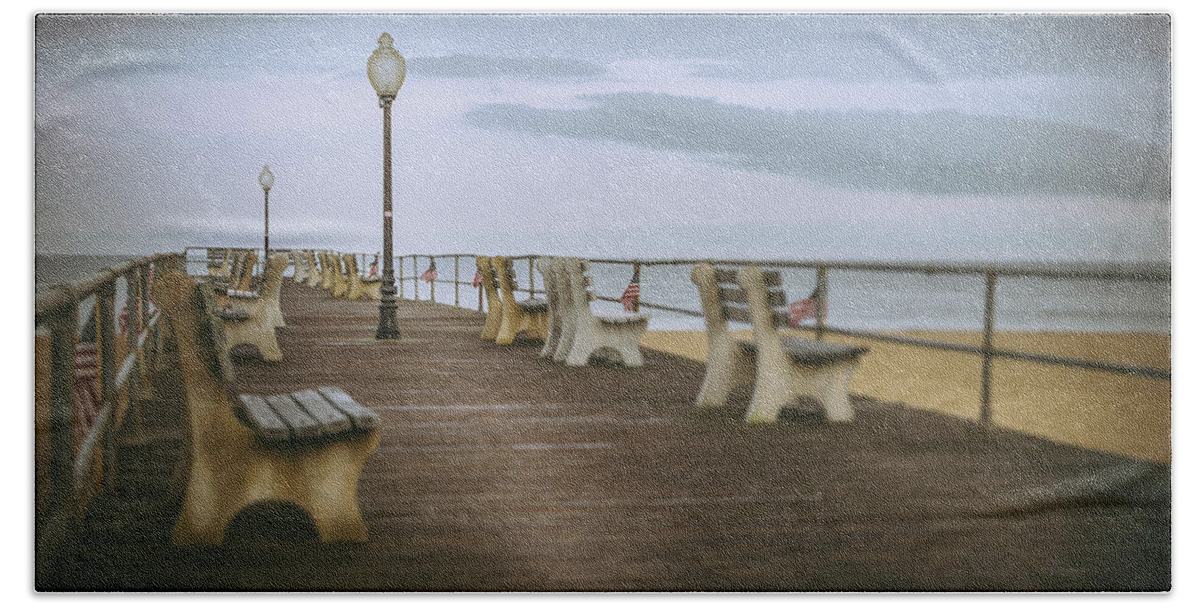Office Decor Beach Towel featuring the photograph Stormy Boardwalk 2 by Steve Stanger