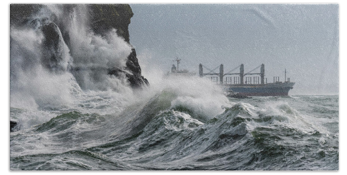 Afternoon Beach Towel featuring the photograph Stormy Waters by Robert Potts