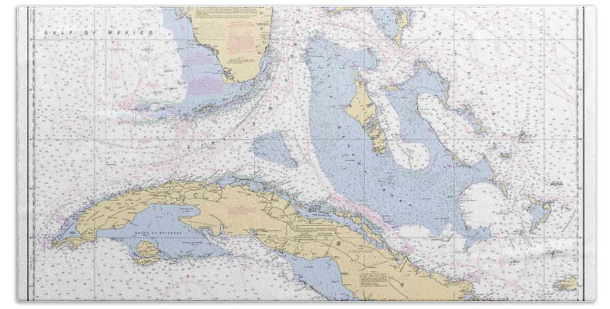 Noaa Beach Sheet featuring the digital art Straits of Florida Nautical Chart 11013 by Nautical Chartworks