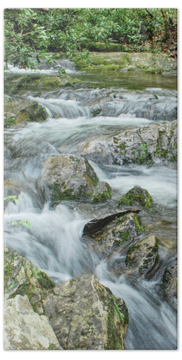 Abrams Falls Beach Towel featuring the photograph Stream Along The Trail by Phil Perkins