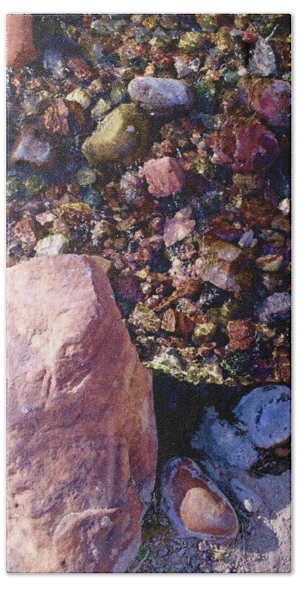 Las Vegas Beach Towel featuring the photograph Stream Shoreline by Debra Grace Addison