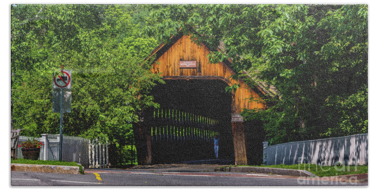 Covered Bridge Beach Towel featuring the photograph Summer at the Middle Bridge by Scenic Vermont Photography