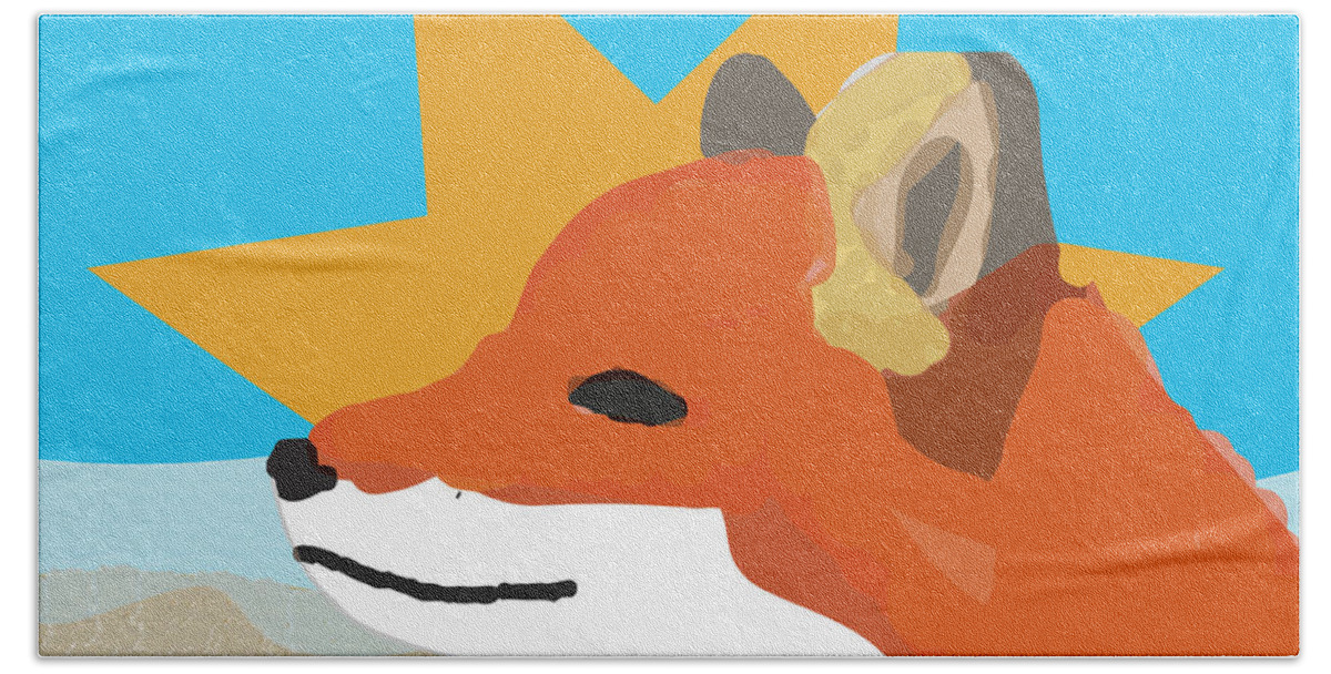 Fox Beach Towel featuring the digital art Summer Fox by Caroline Elgin