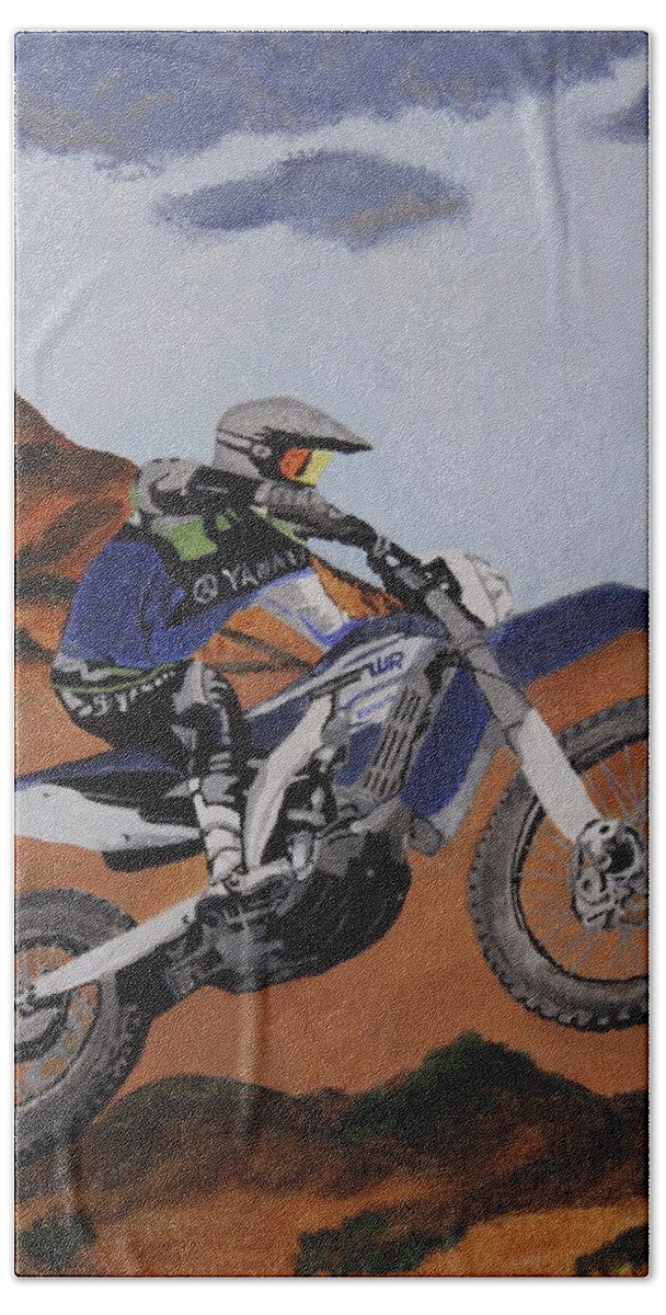 Yamaha Motorcycle Beach Sheet featuring the painting Summer Ride 2 by Terry Frederick