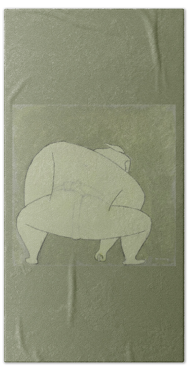 Figurative Beach Towel featuring the painting Sumo Wrestler by Ben and Raisa Gertsberg