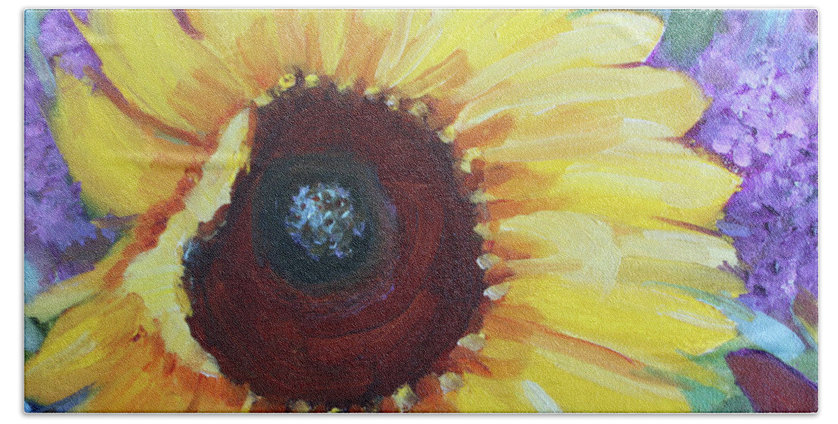 Sunflower Beach Towel featuring the painting Sun Catcher by Christiane Kingsley