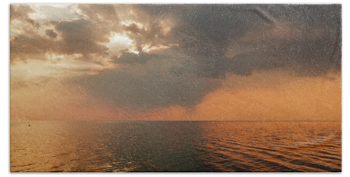 Trieste Beach Towel featuring the photograph Sundown over Trieste Bay by Ian Middleton