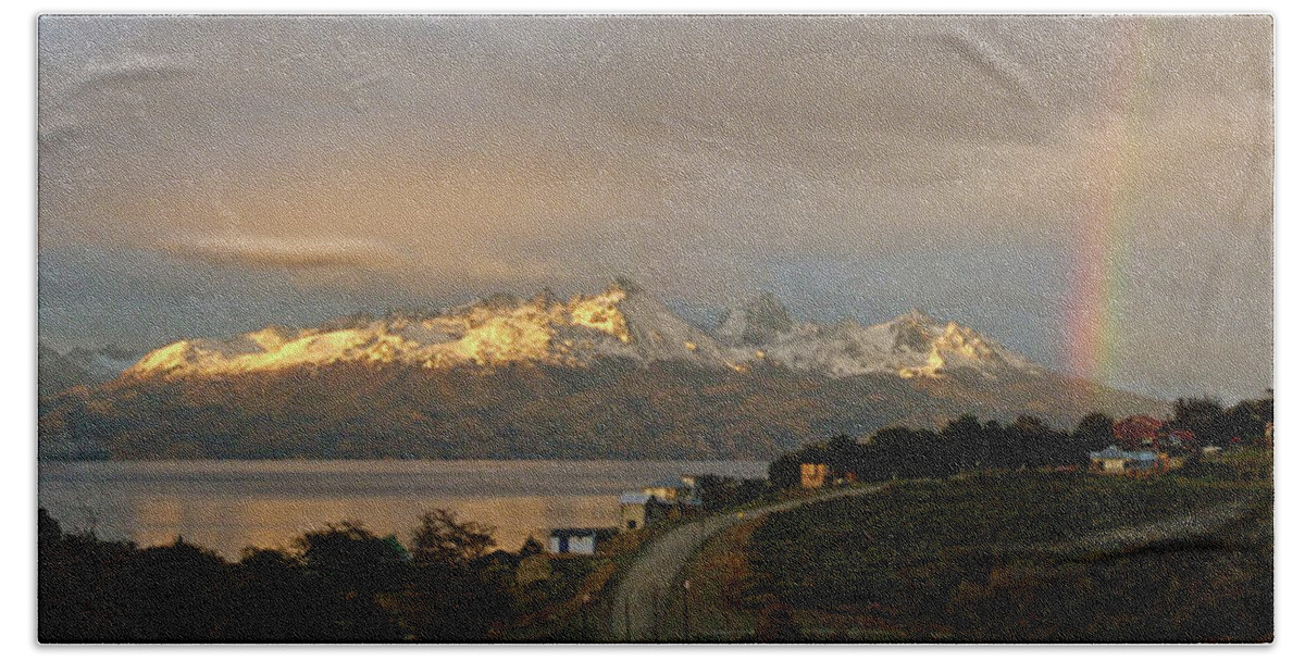 Argentina Beach Towel featuring the photograph Sunrise Across Beagle Channel, Patagonia by Mark Duehmig