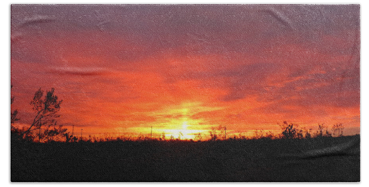 Sunrise Beach Towel featuring the photograph Sunrise From My Backyard 3-7-2018 by Enaid Silverwolf