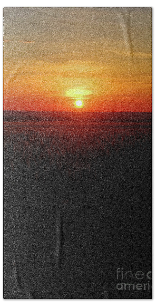 Sunset Beach Towel featuring the photograph Sunset at the end of a long field by Jeff Swan
