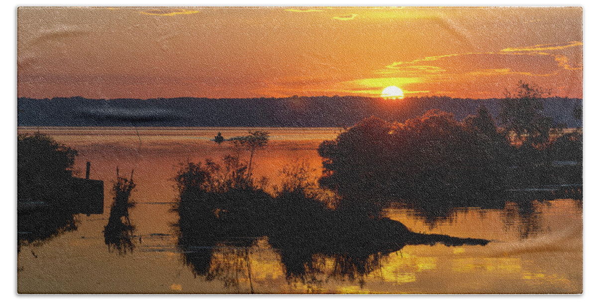 Sunset Beach Sheet featuring the photograph Sunset, Mallows Bay by Cindy Lark Hartman