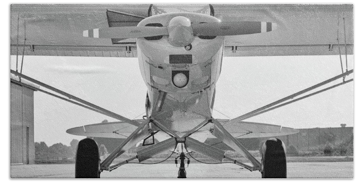 Piper Beach Towel featuring the photograph Super Cub in Black and White by Chris Buff